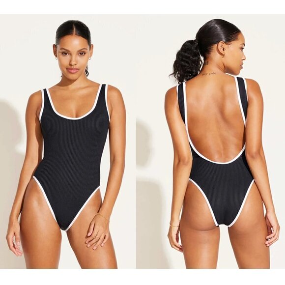 VITAMIN A Reese Reversible One-Piece Swimsuit in Black/White Size X-Small - Picture 1 of 13